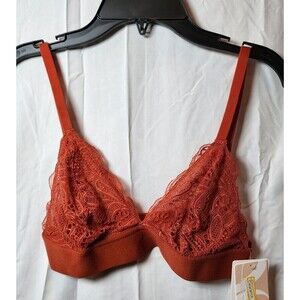 New Lively Women's Orange Wireless Sheer Bra Adjustable Straps Hook & Eye Size L